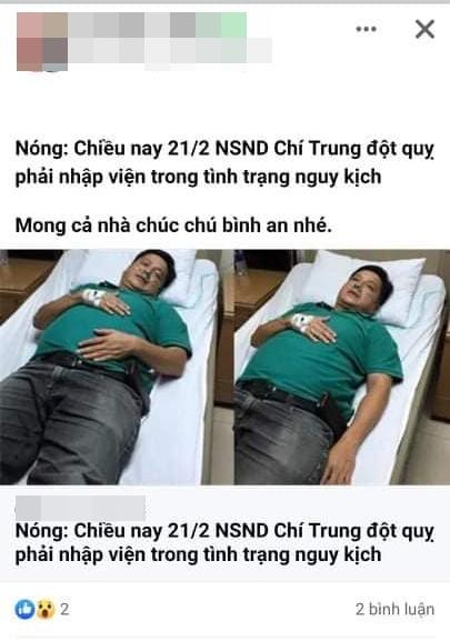 Chí Trung lên tiếng tin đồn đột quỵ, đang nguy kịch-1