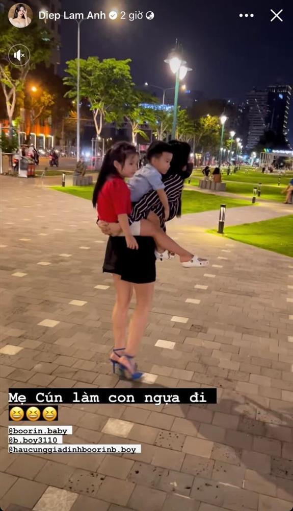 Sao Việt cõng con: Diệp Lâm Anh đi cà kheo, Hòa Minzy gây xót xa-2