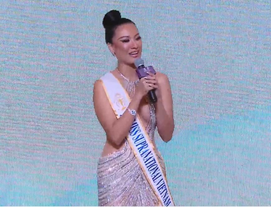 Kim Duyên mặc chiếc đầm đặc biệt để nhận sash thi Miss Supranational 2022-1