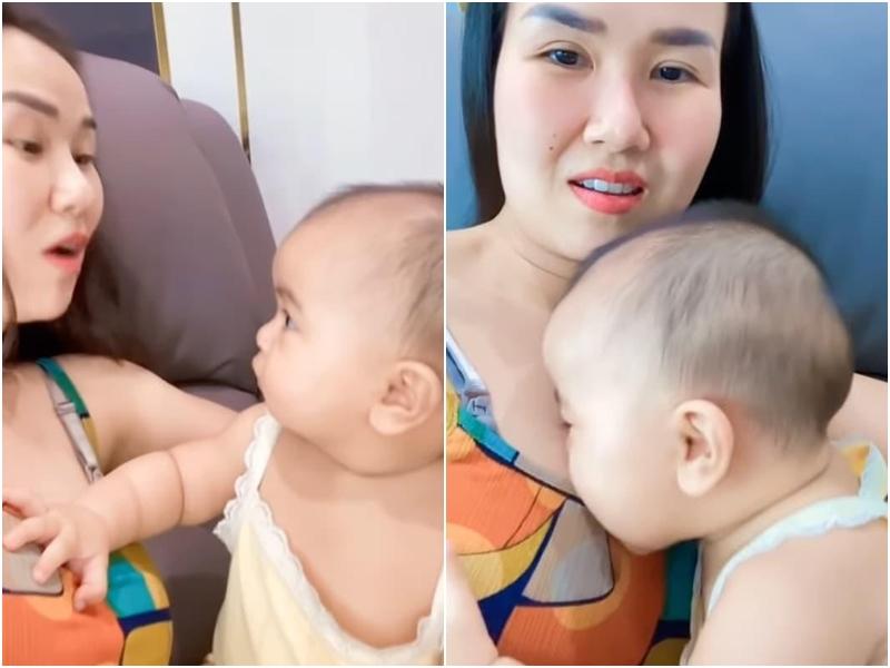 Phản ứng của Võ Hạ Trâm khi con giở quẻ đòi bú ngay livestream-2