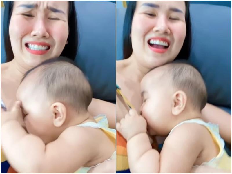 Phản ứng của Võ Hạ Trâm khi con giở quẻ đòi bú ngay livestream-3