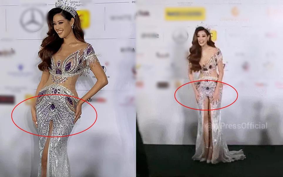 Hoa hậu Khánh Vân diện đầm xẻ cao đến nỗi tơ hơ cả tam giác-2