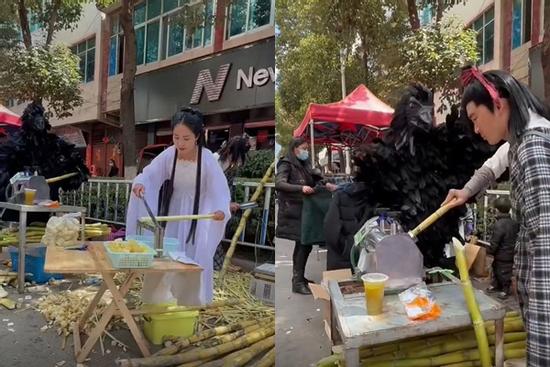 Dương Quá, Cô Cô và Thần Điêu đại hiệp bán nước mía kiếm sống