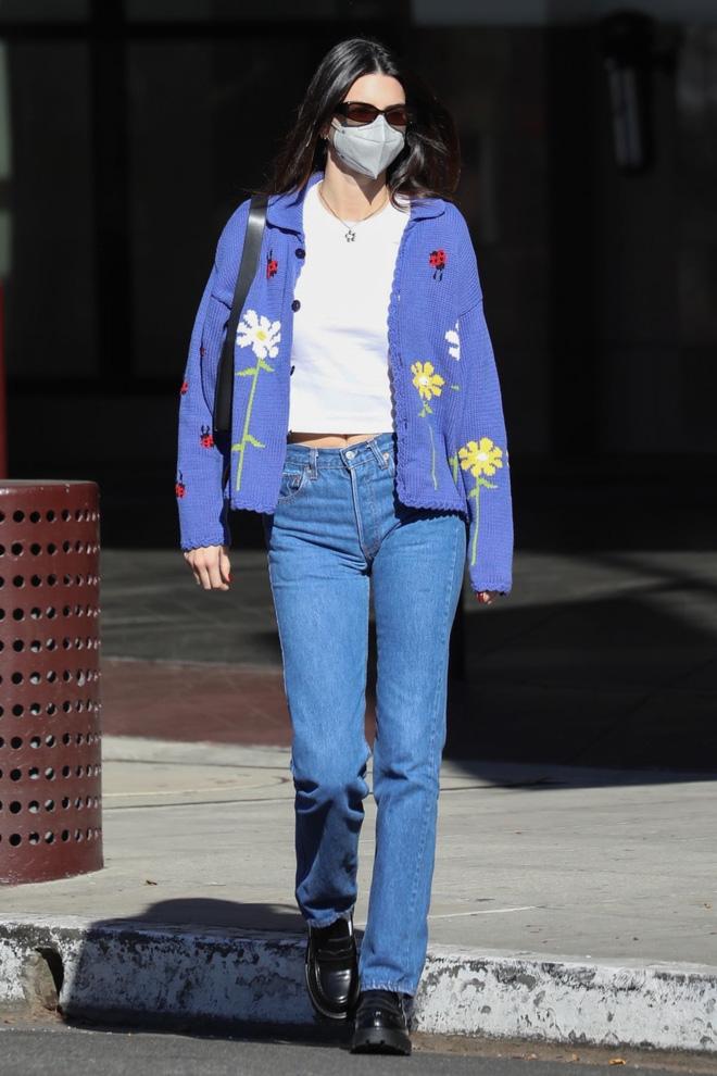 Kendall Jenner mặc quần jeans bó chịt vùng tam giác hiểm-5