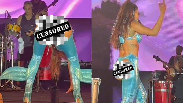 Sốc: Ca sĩ mặc quần nhưng hở nguyên bàn toạ trên sân khấu-6