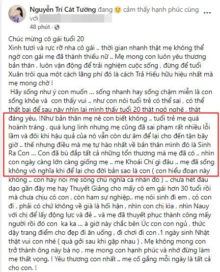 Sinh nhật con gái, Cát Tường gợi lỗi lầm của mình thời trẻ-2