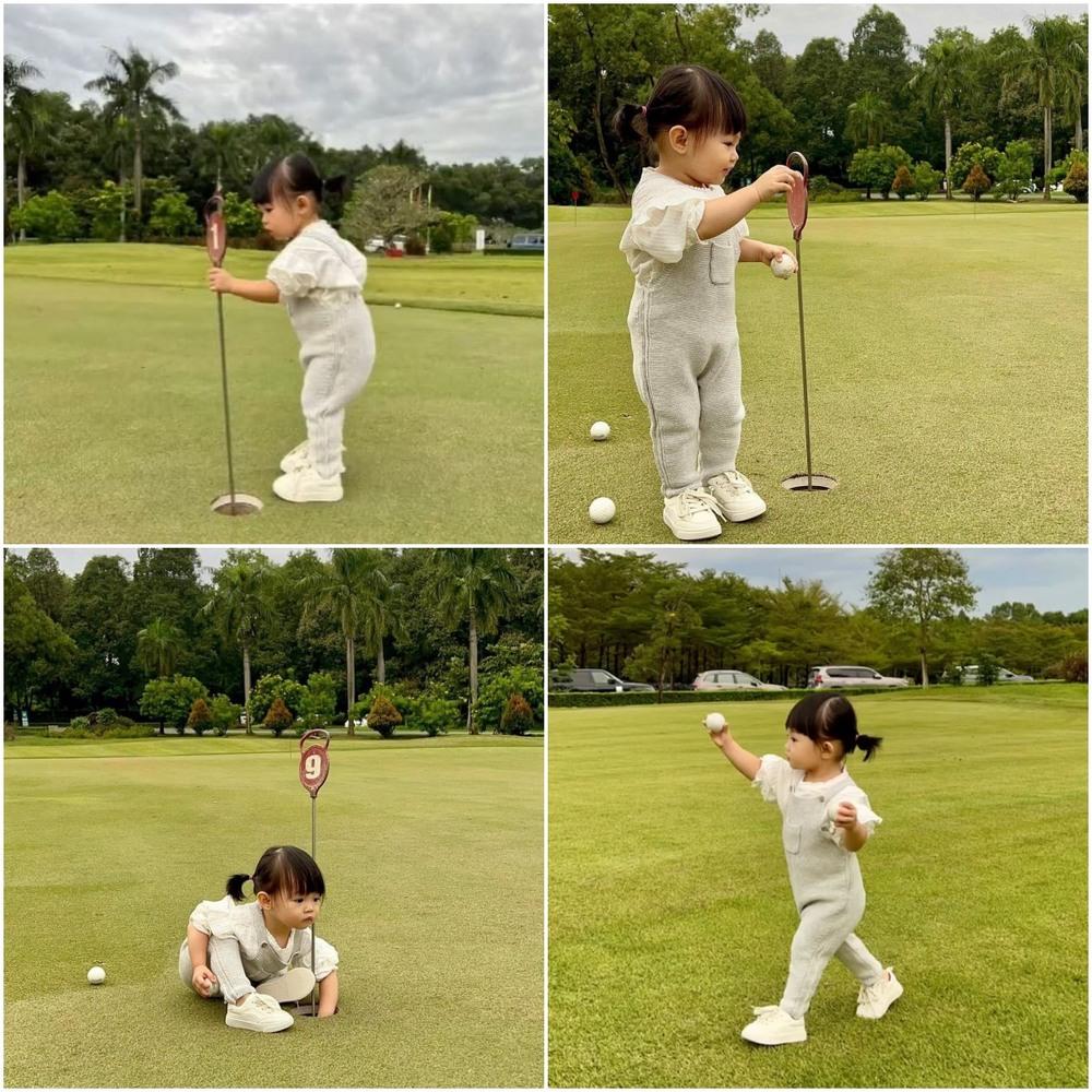 Rich kid nhà Phạm Hương, Cường Đô La đánh golf như người lớn-7