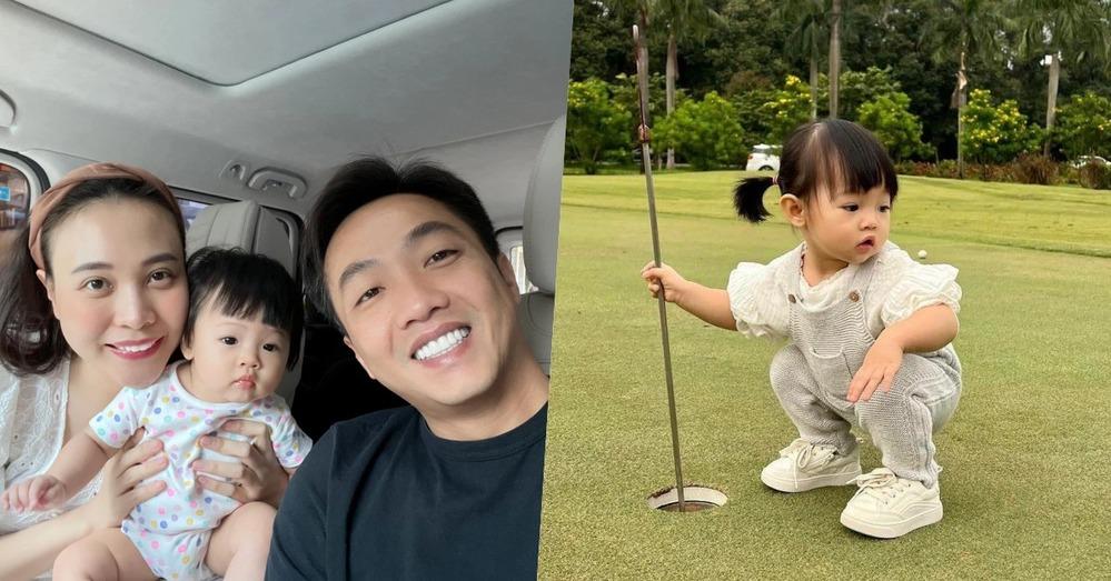 Rich kid nhà Phạm Hương, Cường Đô La đánh golf như người lớn-6