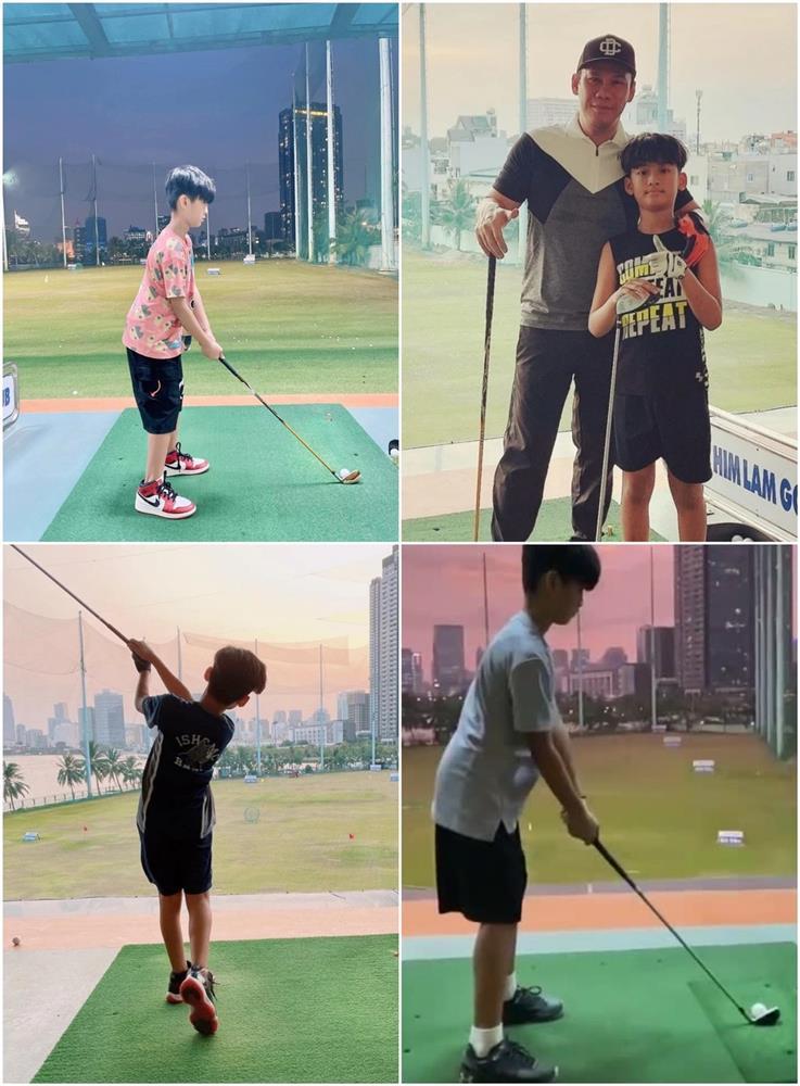 Rich kid nhà Phạm Hương, Cường Đô La đánh golf như người lớn-10