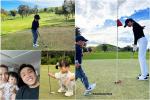 Rich kid nhà Phạm Hương, Cường Đô La đánh golf như người lớn