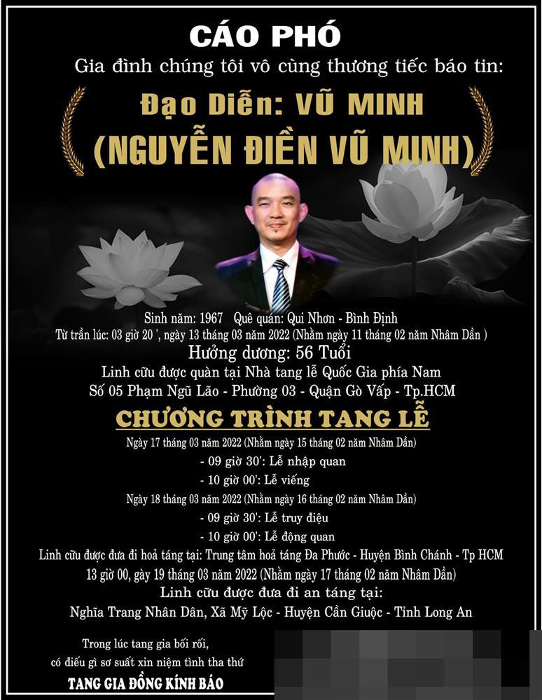 Thông tin tang lễ đạo diễn Vũ Minh-2