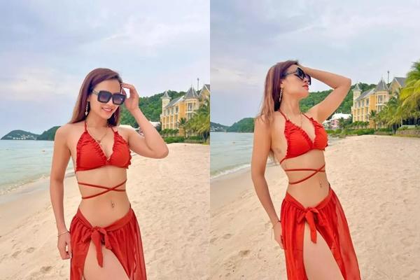 In the midst of the pre-wedding pregnancy noise, Phuong Trinh Jolie wears a tiny bikini