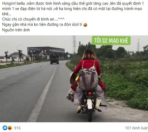 Saint Bella reappears, rides an electric bike from Hanoi to Ha Long-1