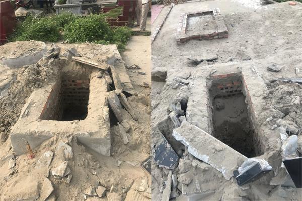 Mộ cụ ông mới được an táng tại Hà Nội bị kẻ gian đập phá, đào bới-1