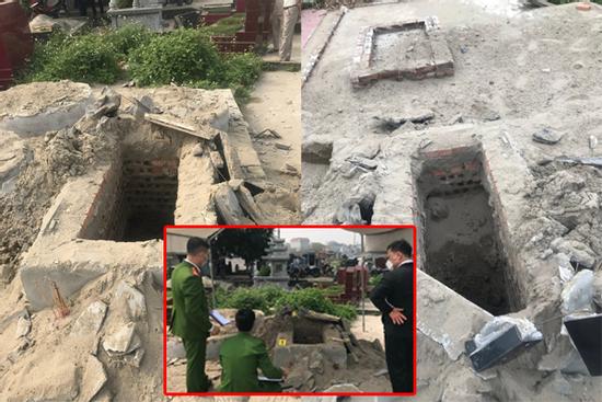 Mộ cụ ông mới được an táng tại Hà Nội bị kẻ gian đập phá, đào bới