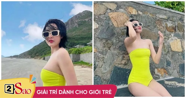 Hien Ho in a swimsuit shows off her brighter white skin than Ngoc Trinh