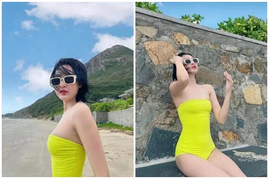 Hiền Hồ diện đồ bơi khoe làn da trắng phát sáng hơn Ngọc Trinh