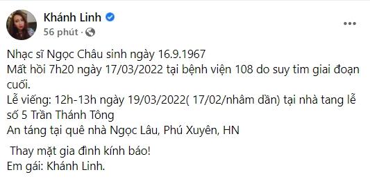 Thông tin tang lễ nhạc sĩ Ngọc Châu-2