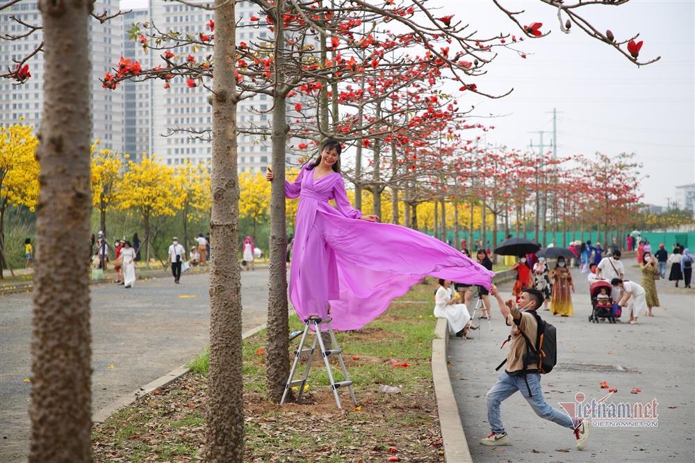 ‘Biển người’ đổ về tạo dáng bên hàng hoa phong linh đẹp ngất ngây ở Hà Nội-7