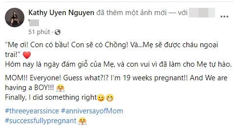 Kathy Uyên mang bầu, công khai luôn giới tính con-1