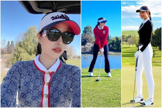 Phạm Hương hễ chơi golf là kín mít, khác hẳn dàn Hậu quê nhà