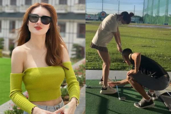Á hậu Thụy Vân phản ứng bất ngờ khi chồng đại gia mê mẩn golf-6