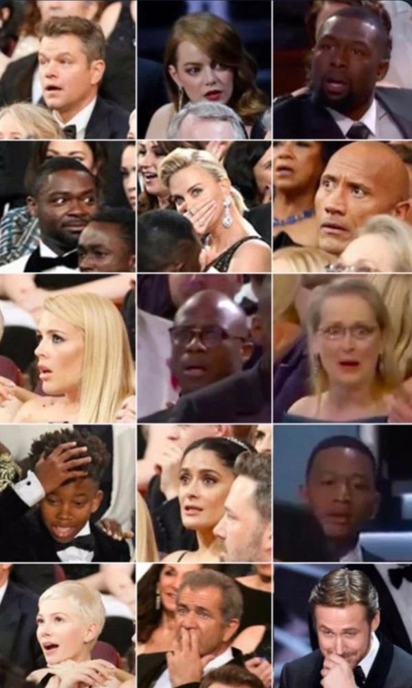Hollywood stars' expressions before the scene where Will Smith punches Chris Rock-4
