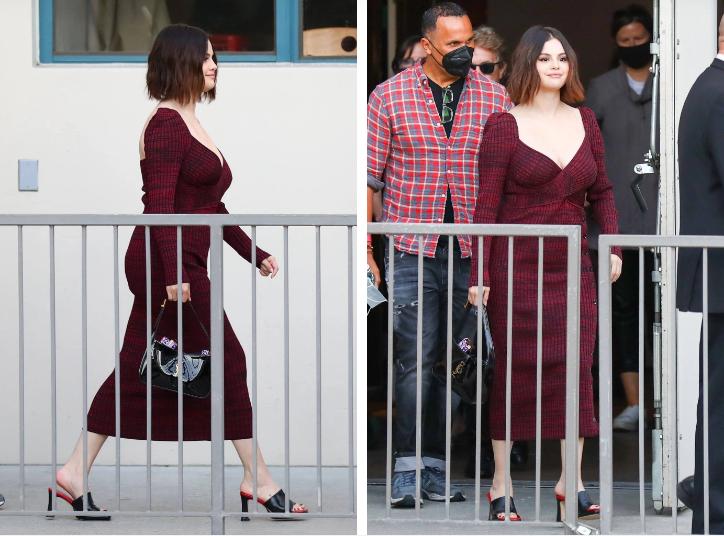 Selena Gomez shows off her big belly like she's pregnant despite trying hard to tighten her figure -5