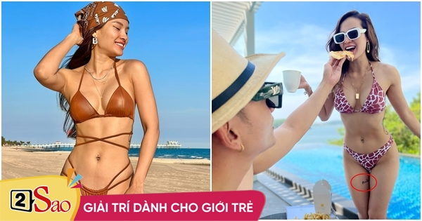 Phuong Trinh Jolie wears a super small bikini revealing vulgar tattoos in sensitive areas