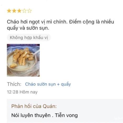 Bị review cháo ngọt vị mì chính, chủ quán cháo sườn đáp: Tiễn vong-1