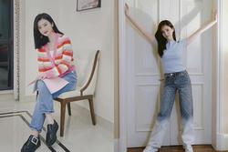 Sao Hoa ngữ diện quần jeans suông hack dáng đỉnh cao