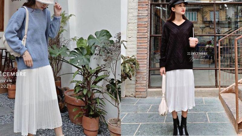 Tips to mix clothes with white skirts from work to street-3