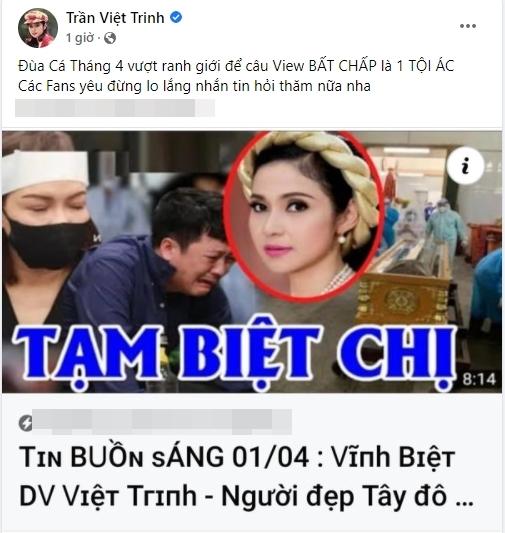 Phản ứng Việt Trinh khi bị loan tin qua đời vì đột quỵ-1