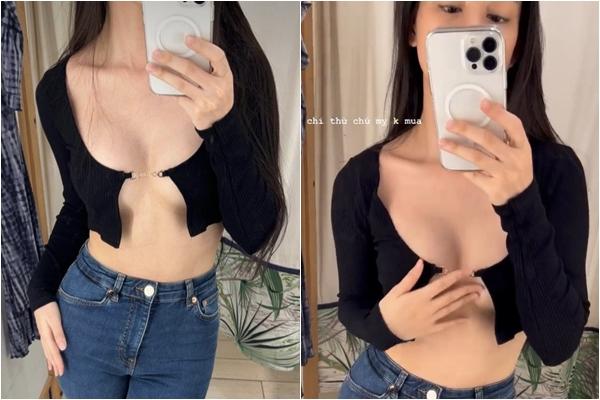 Bui Lan Huong shows off a photo showing her first bust in the shocking fitting room