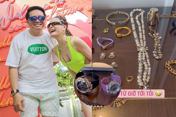 Doan Di Bang’s husband made his birthday at the pool, dazzling silver billion accessories