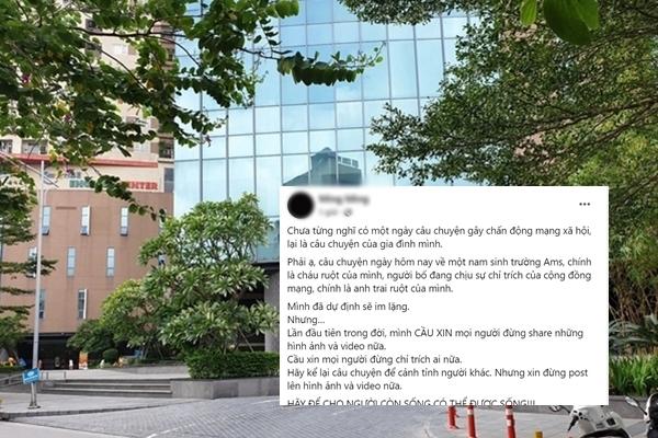 The police are looking for the person who posted the clip and the suicide note about the male student jumping from the floor