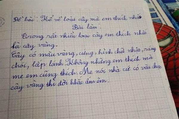 Cô nhóc làm văn tả cây, mẹ đọc xong chắc sốc tận óc-1