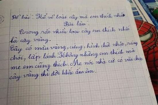 Cô nhóc làm văn tả cây, mẹ đọc xong chắc sốc tận óc
