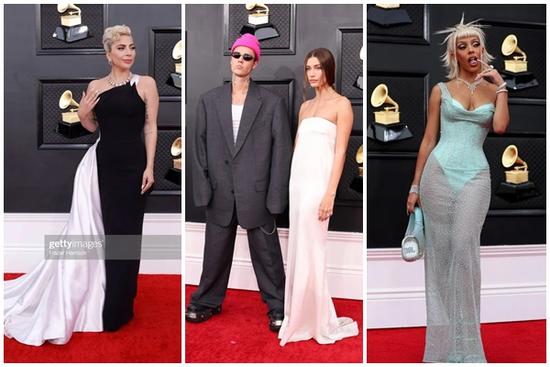 Grammy 2022: Justin Bieber luộm thuộm, bà xã mặc váy tụt ngực