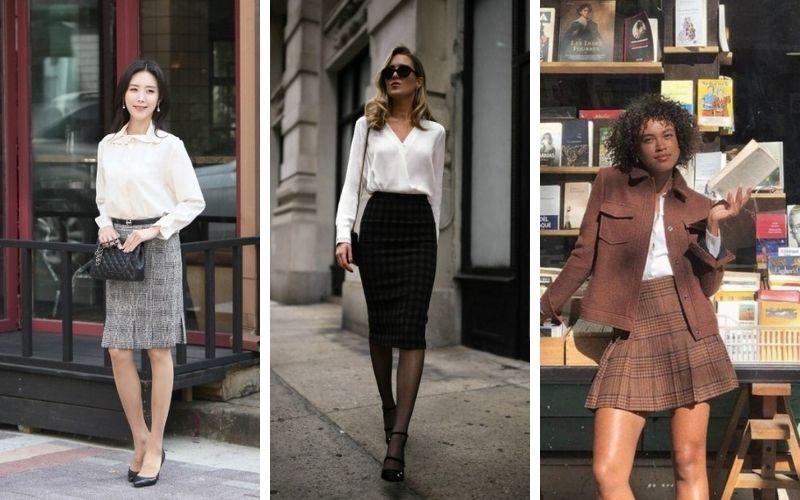 Tuyệt chiêu mix đồ với chân váy kẻ caro đẹp quanh năm-3