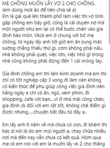 6 năm không có con, vợ chết lặng khi chồng được ướm lời cưới vợ 2-1