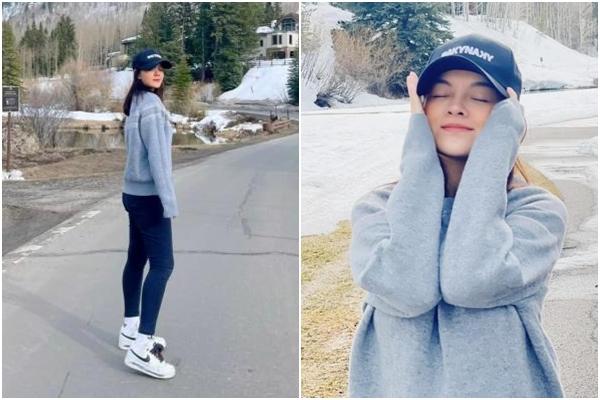 Phạm Quỳnh Anh cố gắng che chắn vòng 2 khi diện đồ bơi gợi cảm-3