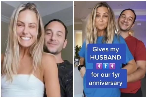 Celebrating 1 year of marriage, the couple celebrates a 3-person relationship