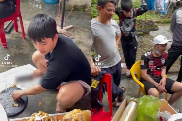 Nhận thái giò, 2 thanh niên nghĩ ra cách cực hay 10 khoanh như 1-3