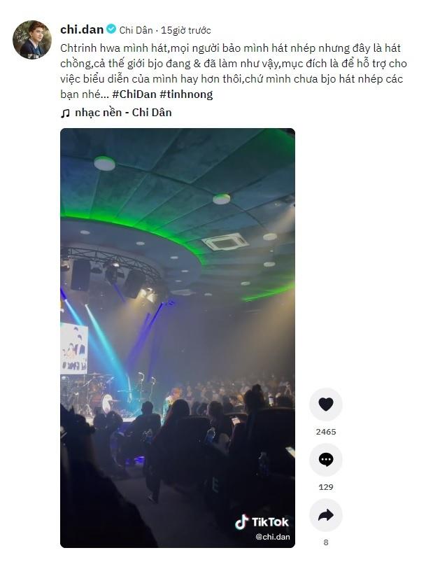 Chi Dân lên tiếng khi bị tố hát nhép, khẳng định chỉ hát đè-5