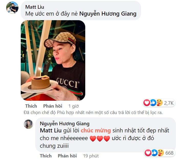 Mẹ đẻ Matt Liu nhắc đến Hương Giang, thái độ ra sao?