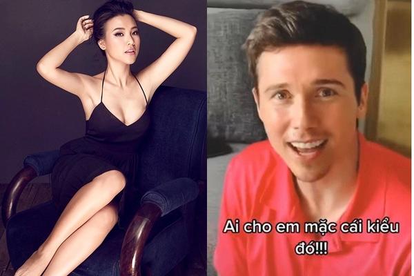 Western husband is forbidden to wear sexy, Hoang Oanh looks more cool