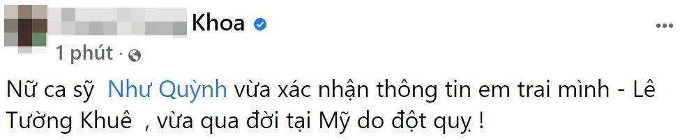 Em ruột Như Quỳnh - ca sĩ Tường Khuê đột ngột qua đời-3