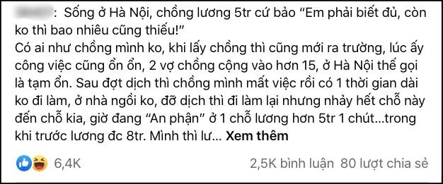 Sống ở Hà Nội, chồng lương 5 triệu trách vợ không biết đủ-1