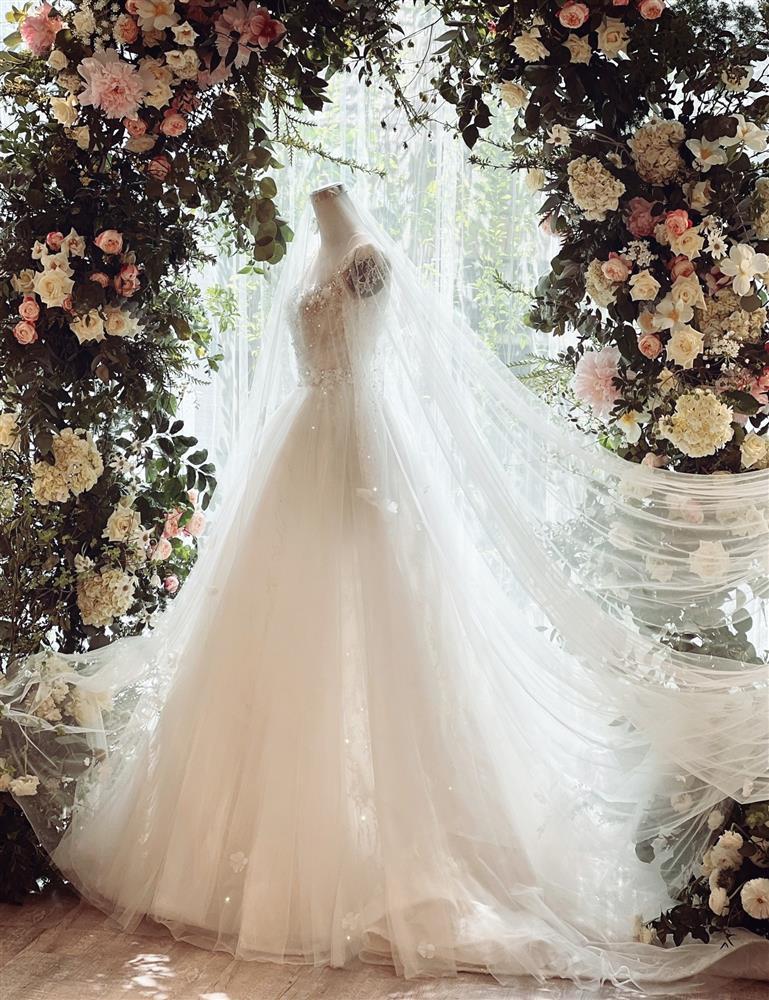 Cận chiếc váy cưới bạn gái tuyển thủ Việt Nam mặc trong hôn lễ-1